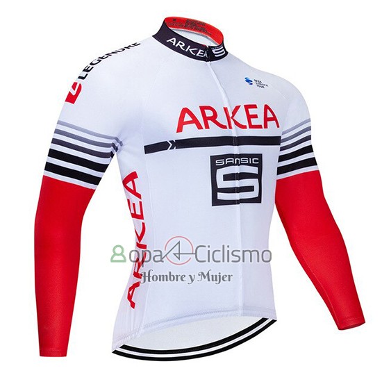 Arkea Samsic Ropa Ciclismo Culotte Largo 2020 Mangas Largas Blanco Rojo